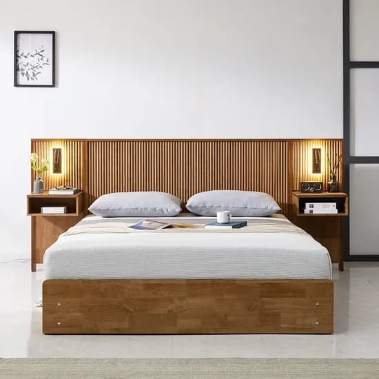 프린홈 세라픽 LED 원목 템바보드 침대 SS