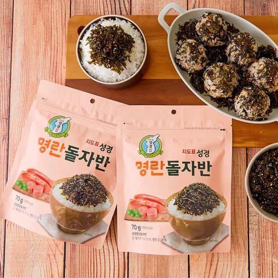 지도표 성경김 명란김 명란 김자반 돌자반 조미김 70g, 5개