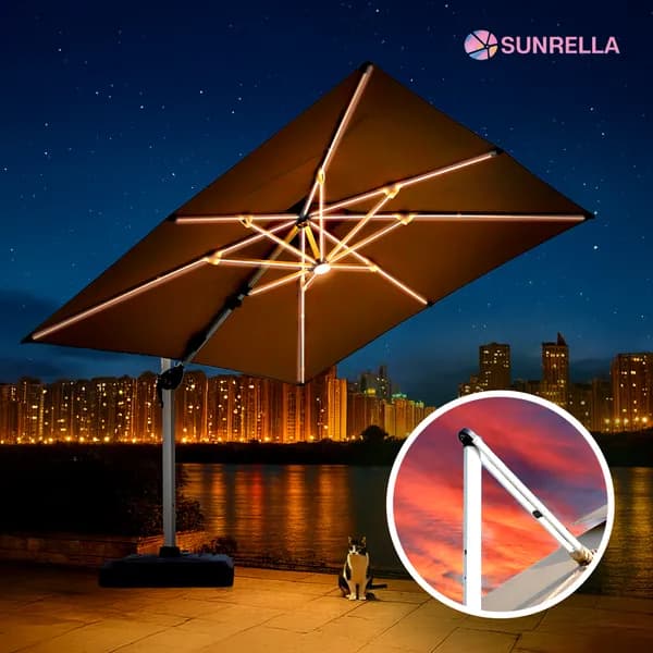 썬랠라 초대형 대형파라솔 사각 감성 파라솔 횡단보도그늘막 3x3m LED
