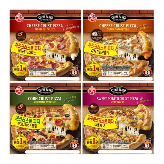 오뚜기 크러스트 피자 4종 고르곤졸라+시그니처 익스트림+페퍼로니 디럭스피자+미트콤보