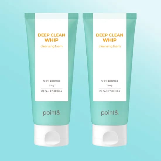 포인트앤 딥 클린 휩 클렌징폼 / 약알칼리성 수부지 모공 세안제 200ml, 2개