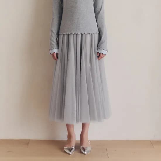 [5컬러] 롱 플레어 샤 스커트 LONG FLARE SHA SKIRT