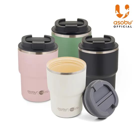 아소부 세라믹코팅 스텐 보온보냉 퓨라믹 텀블러 커피익스프레스 360ml