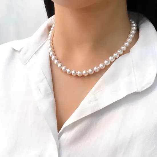 14k 8mm 스왈진주 목걸이 OPPN0158(자석잠금)