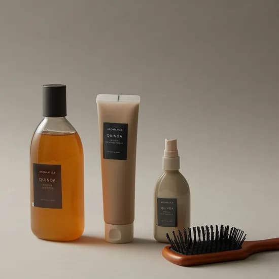 아로마티카 퀴노아 헤어 프로틴 4종 세트 대용량 샴푸세트 (샴푸 400ML & 트리트먼트 160ML & 앰플 100ML & 브러쉬) 비건 단백질 탈모 두피 영양