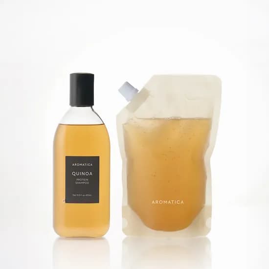 아로마티카 퀴노아 프로틴 샴푸 400ML & 리필 500ML 대용량 세트 두피 탈모 단백질 비건