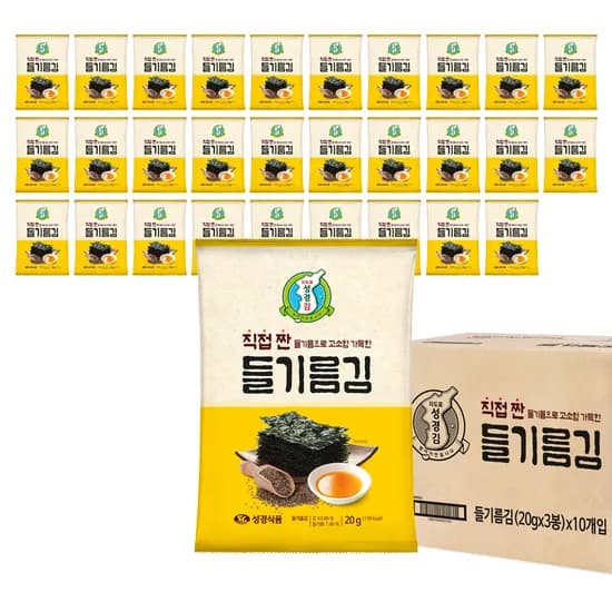 지도표 성경김 직접 짠 들기름 전장김 조미 재래 구운 맛있는 김 20g 30개