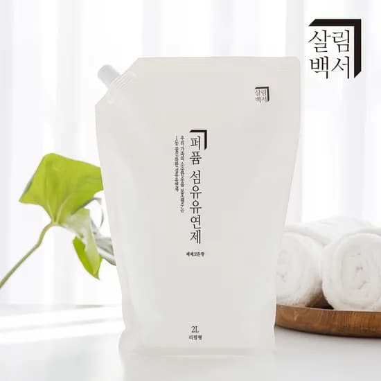 살림백서 향기좋은 퍼퓸 고농축 섬유유연제 리필형 2L X 6개입 베베코튼향