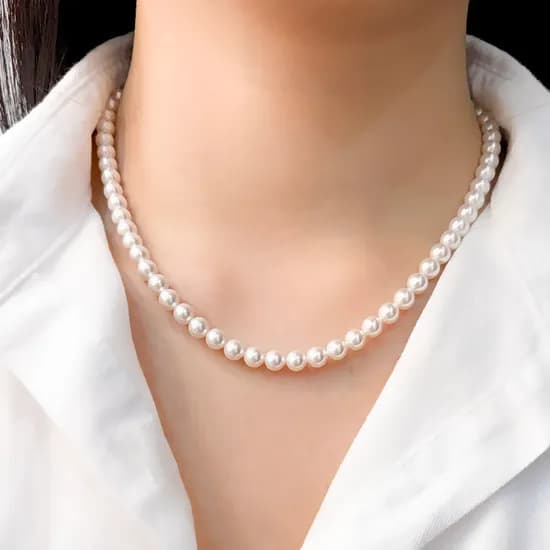 14k 6mm 스왈진주 목걸이 OPPN0159(자석잠금)