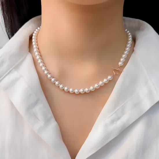 14k 6mm 스왈진주 토글 목걸이 OPPN0658