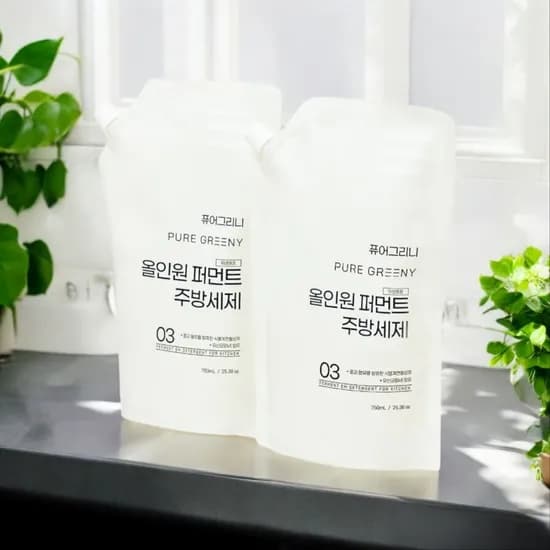 퓨어그리니 친환경 EM 맨손 뽀득 천연 1종 주방세제 2개