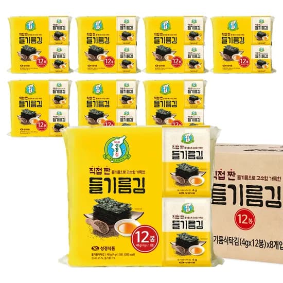 지도표 성경김 직접 짠 들기름 재래 식탁김 조미 도시락김 12봉 48g 8개