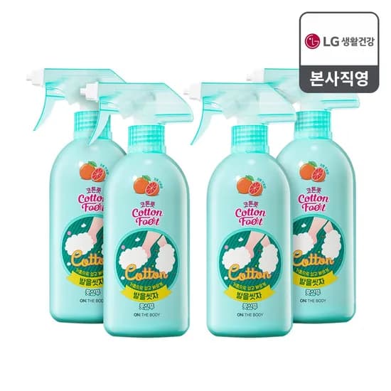 온더바디 코튼풋 발을씻자 풋샴푸 385ml 자몽 4개 22,900원