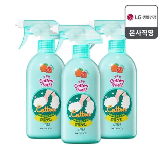 온더바디 코튼풋 발을씻자 풋샴푸 385ml 자몽 3개