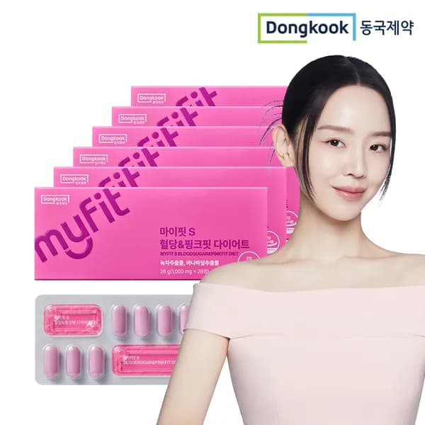 동국제약 마이핏S 혈당핑크핏 다이어트 체지방감소 녹차카테킨 바나바잎추출물 28정 6개