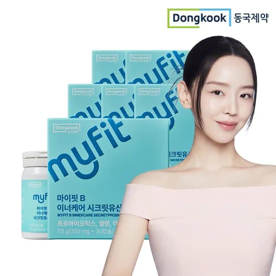 동국제약 마이핏B 이너케어 시크릿유산균 여성 질 유래 로셀 건강 유산균 30캡슐, 6개