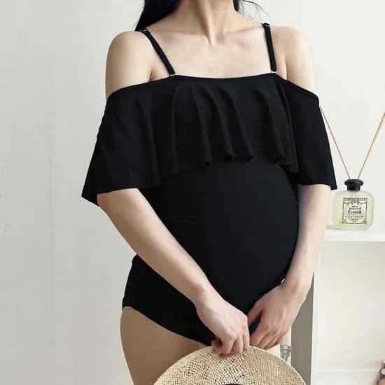 블룸마터니티 러플 임부복 임산부수영복 임산부래쉬가드 블랙 S