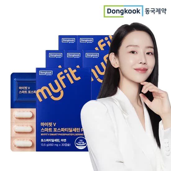 동국제약 마이핏V 스마트 포스파티딜세린 PS 두뇌 인지력 개선 30캡슐, 6개