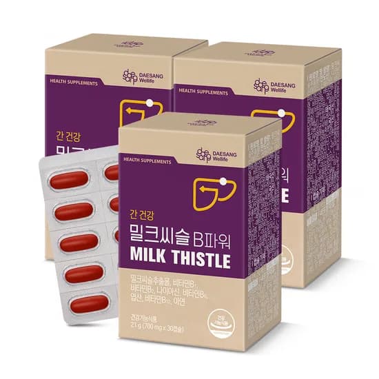 웰라이프 밀크씨슬 B파워 (700mg) 실리마린 간건강 영양보충용제품 30캡슐, 3개