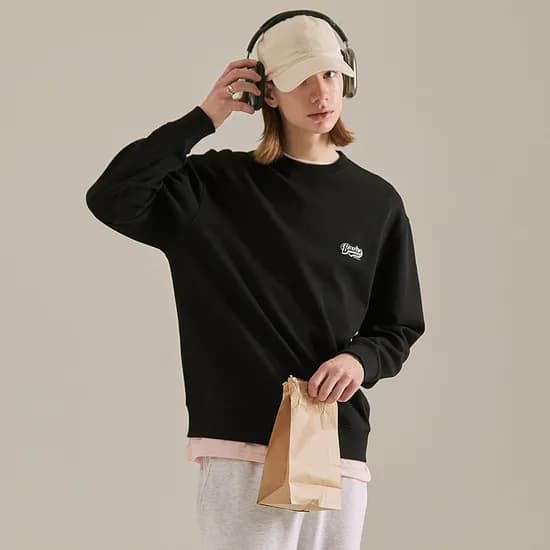 베이직하우스 공용 더블사이드저지 오버핏 맨투맨