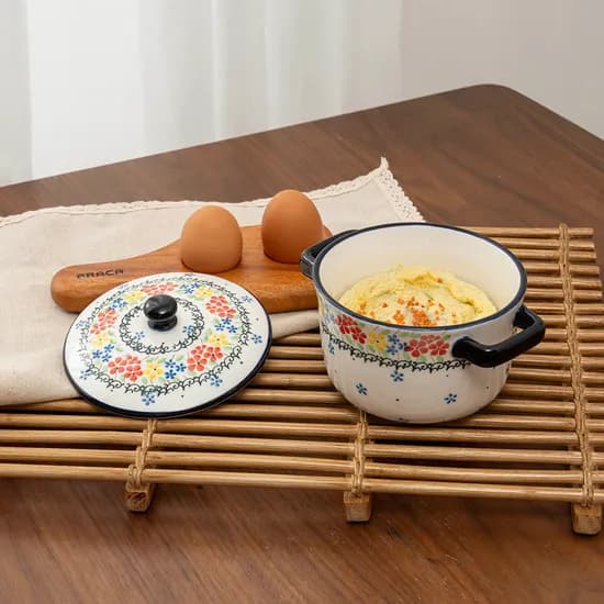 프라카 폴란드풍 핸들 계란찜기 전자레인지 라면용기 다용도찜기