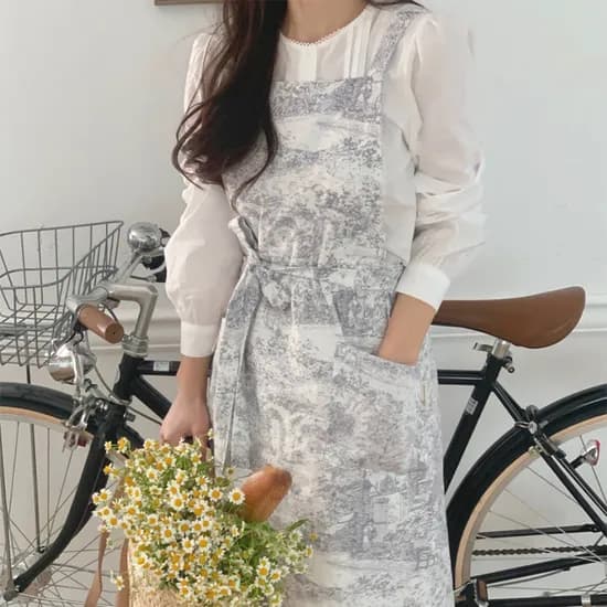 아미앙스 롱 프릴 뜨왈 에이프런 예쁜 앞치마 카페 공방 플로리스트 신혼