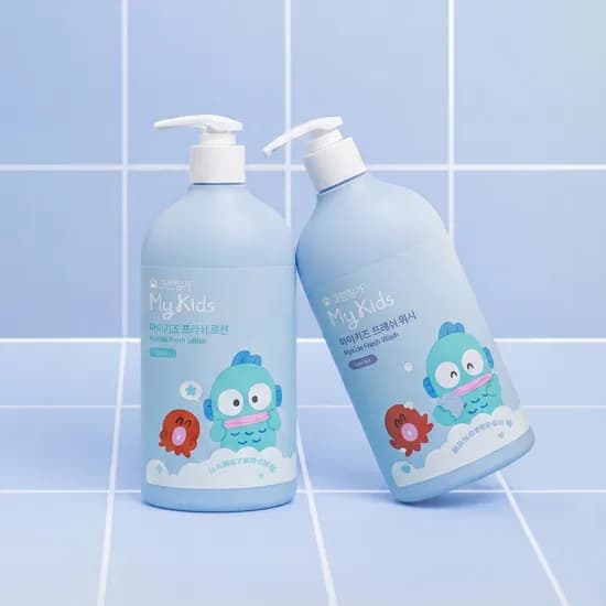 한정판 그린핑거 마이키즈 프레쉬 산리오 에디션(한교동) 로션 500ml / 키즈워시 키즈샴푸 어린이용샴푸 키즈로션, 대용량