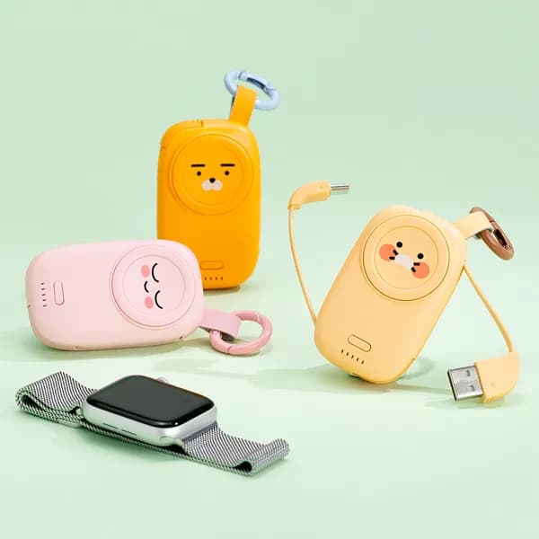 카카오프렌즈 애플워치톡 케이블형 보조배터리 1200mAh 라이언