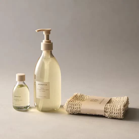 아로마티카 서렌 라벤더 & 마조람 바디워시 500ML + 바디오일 100ML 2종 세트 (리넨 샤워타올 증정)