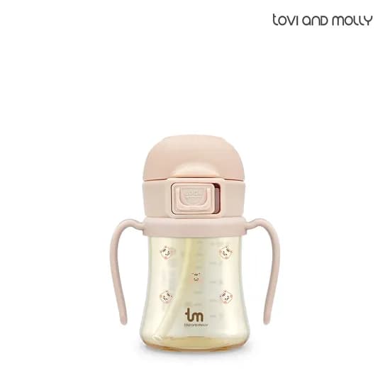 돗람이 핑크 아기 유아 어린이집 이유식 원터치락 빨대컵 180ml