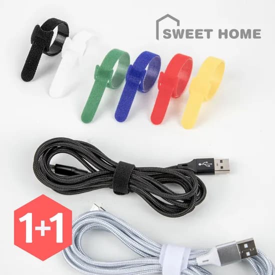 1+1 벨크로 케이블 타이 컬러 전선정리 찍찍이 6개입