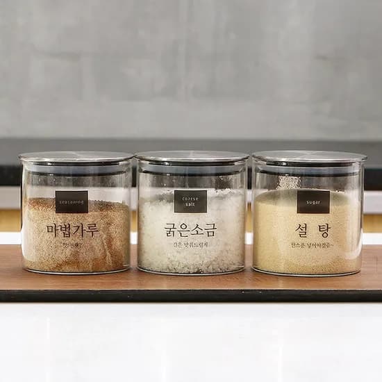 더 쉐프 내열유리 원형 캐니스터 300ML x 3개