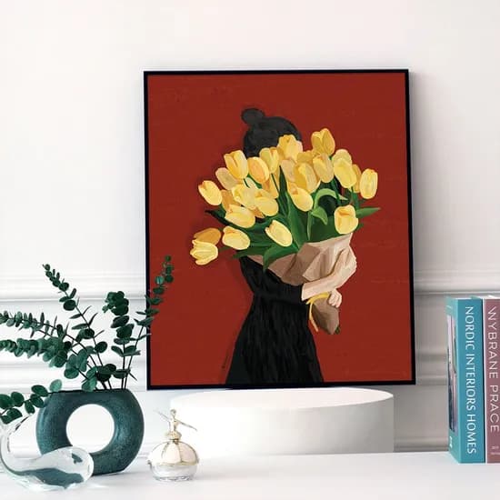진순 작가 Woman with tulips 꽃 소녀 인테리어 그림 액자