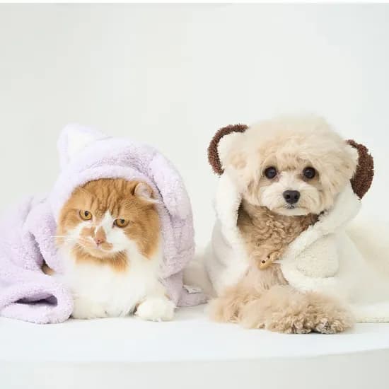 드라이후드 강아지 고양이 펫타올 수건 (곰/고양이 모양)