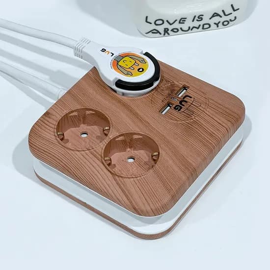 납작 멀티탭 플러그 인테리어 디자인 고용량 멀티콘센트 사각 USB 3구 우드 1.4m
