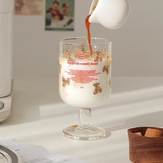 빈티지 베어 카페글라스 고블렛잔 370ml / 유리컵 와인잔 커피잔 맥주잔
