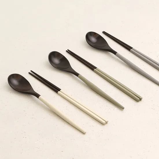 천연옻칠 나무 파스텔 컬러 수저 젓가락 4인세트