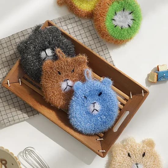 보송 곰돌이 베어 수세미 4color
