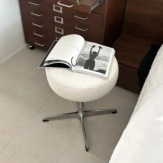 머랭 패브릭 스툴 높이조절 화장대 의자 화이트 체어