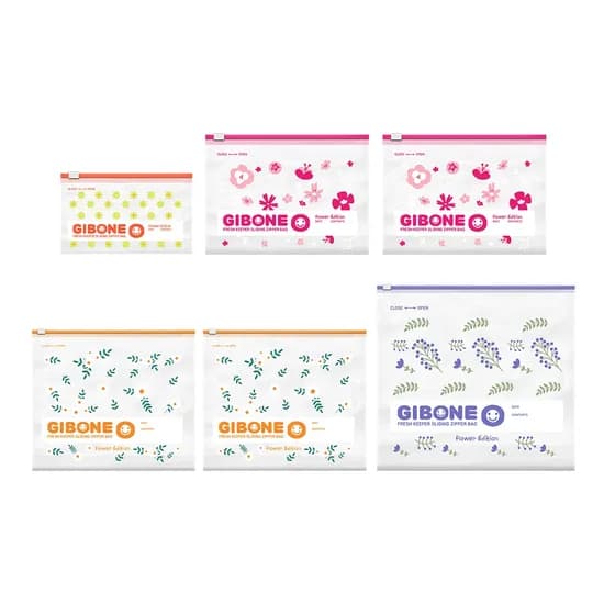 스탠딩 슬라이드 지퍼백 플라워 소1+중2+대2+특대1