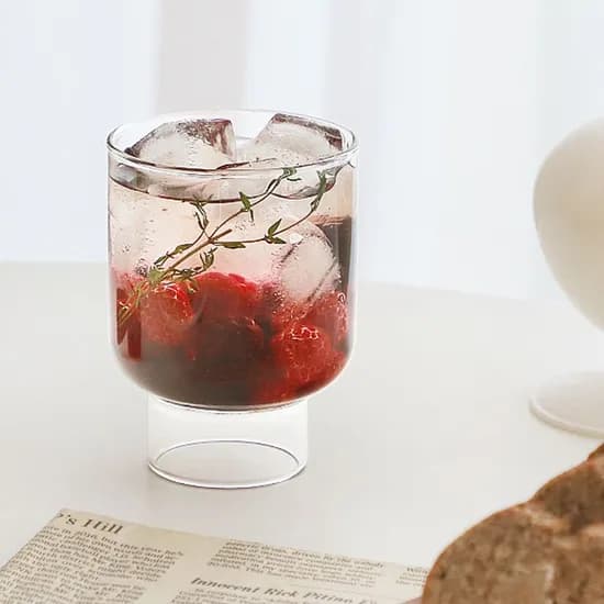 오브제 굽 글라스 컵 (소)300ml_2P세트 홈카페 커피잔 맥주잔 (선물포장 가능)