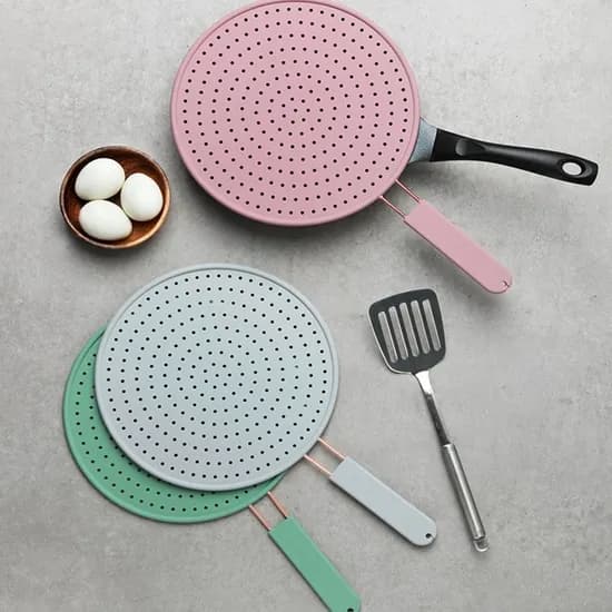 기름 튐 방지 실리콘 로즈골드 손잡이 프라이팬 덮개 2size