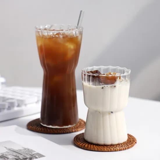 이누 스트라이프 내열유리컵 450ml