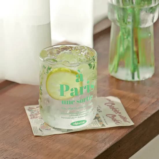 Object M 타이핑 내열 글라스 파리 홈카페 유리컵 420ml