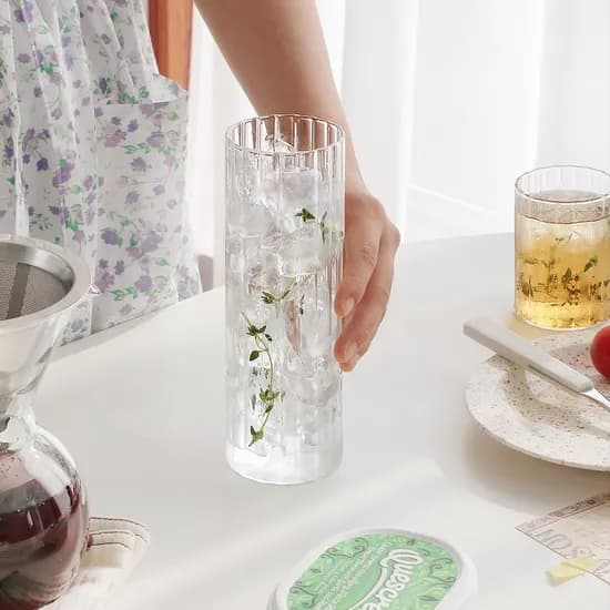 아코디언 내열 글라스 플리츠 560ml / 홈카페 유리컵 하이볼잔 맥주잔