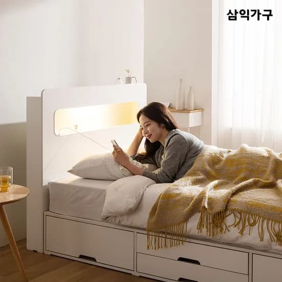 레이즈 바닥 막힌 LED 4단 수납 침대 SS/Q/LK (매트제외) 179,000원