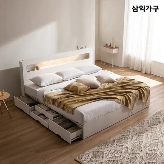 레이즈 LED 4단 바닥막힌 수납 침대 SS/Q/LK (매트포함) 269,000원