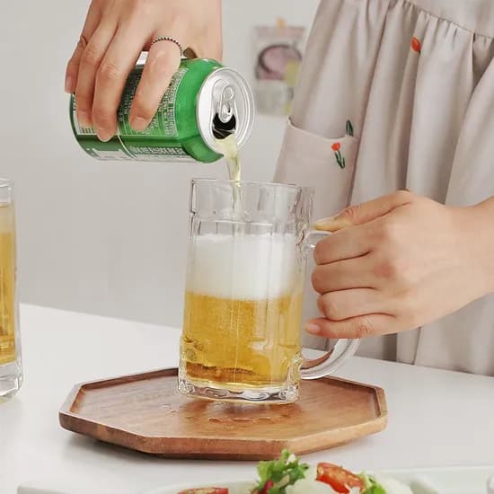 빈티지 무드 비어 글라스 맥주잔 425ml 2P세트 / 홈카페 유리컵 하이볼잔