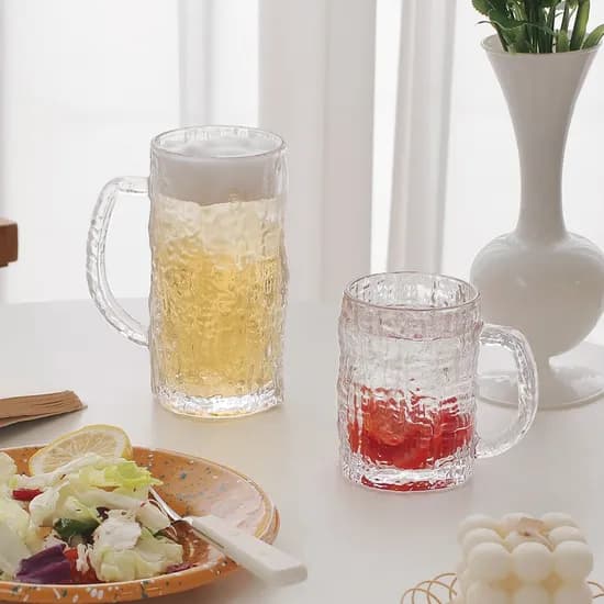 빈티지 무드 비어 글라스 맥주잔 480ml 2P세트 / 홈카페 유리컵 하이볼잔