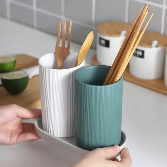 도자기 물빠짐 수저통 숟가락통 조리도구 꽂이 2구